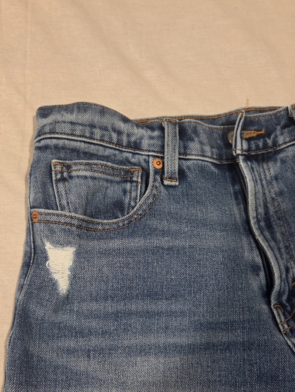 Lucky Brand Relaxed Taper Jeans 6/28 Distressed Raw Hem Straight Leg Boyfriend - Picture 7 of 13